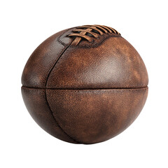 3D rugby ball, oval shape, leather texture with seams, isolated on white background. PNG