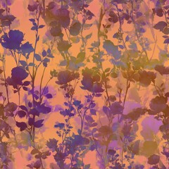 Vibrant Floral Pattern with Colorful Roses on Warm Background.