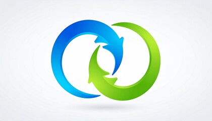 Fototapeta premium Abstract concept of two interlocking circular arrows forming a continuous loop, symbolizing synergy and process.