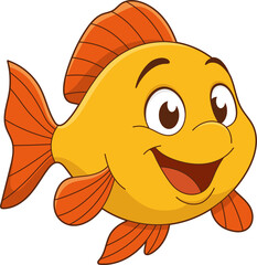 Smiling Orange Fish - Cartoon character with fins and happy expression.
