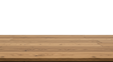 A highly detailed, ultra-realistic, flat, horizontal light to medium brown wooden surface with distinct natural grain, knots, and imperfections, seen from a slightly high angle against a clean,