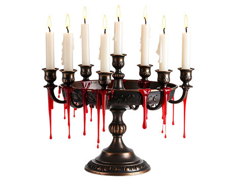 Candle Holder with Melting Wax and Dripping Blood - Powered by Adobe