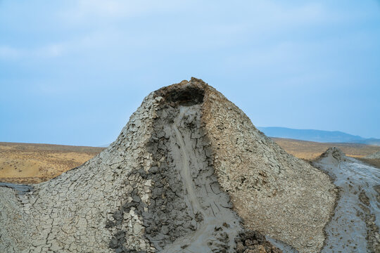 Dry volcano close up with clay like texture