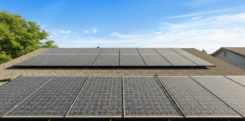 residential rooftop solar panels with minimal dust for cleaning service marketing