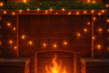 Fototapeta premium christmas tree and fireplace
