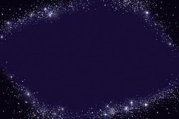 Sparkling Starry Border on Dark Night Sky Background for Text Space.