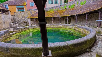 Fosse Dionne, the karst spring, located in Tonnerre, Burgundy, France