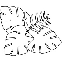 Summer Leaves Line Illustration