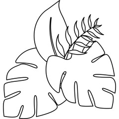 Summer Leaves Line Illustration