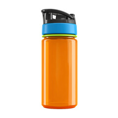 sports water bottle with flip cap, bright colors, isolated on white background. PNG