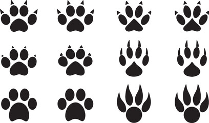 Fototapeta premium Black animal paw prints animal track canine
