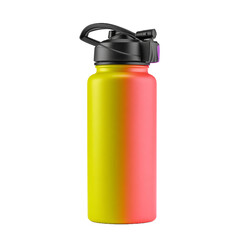 sports water bottle with flip cap, bright colors, isolated on white background. PNG