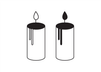 
Silhouette of a single candle with flame on a white background, vector illustration