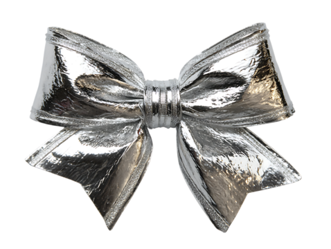 Shiny silver bow for festive gift decorations aga