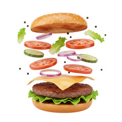 big sandwich on white background