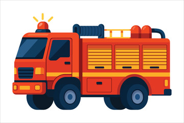 Red Fire Truck Vector Side View – Emergency Response Vehicle Illustration