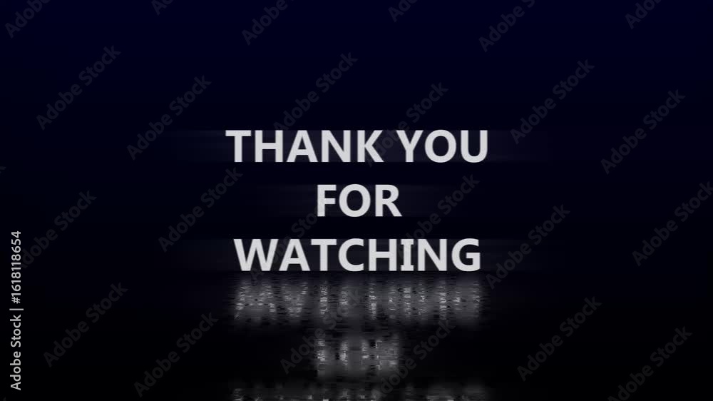 Poster thank you for watching text gold glitch animation loop | 4k seamless light effect | end screen digit