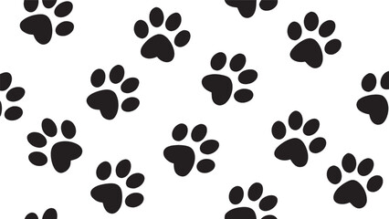 Black Paw Prints Pattern dog paws animal tracks