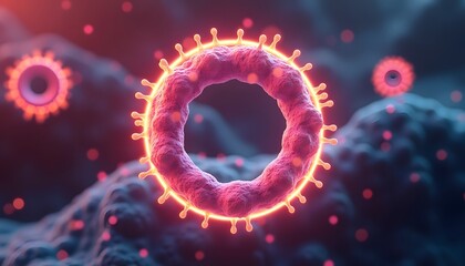 Abstrakte Illustration eines Viruspartikels in Ringform  
