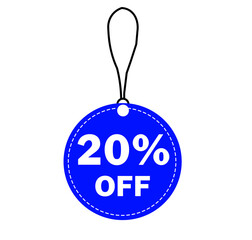 20% off blue sale badge with bold discount text isolated on white background 
