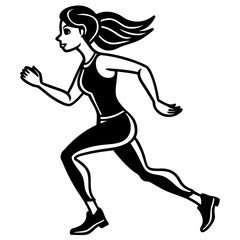 Fototapeta premium Female Athlete Running Silhouette Clean Vector Art for Health Promotion, Gym Logo & Sports Product