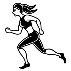 Female Athlete Running Silhouette  Clean Vector Art for Health Promotion, Gym Logo & Sports Product