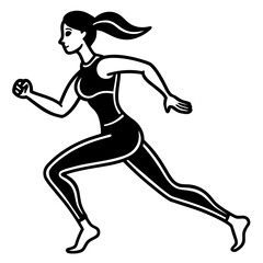 Naklejka premium Female Athlete Running Silhouette Clean Vector Art for Health Promotion, Gym Logo & Sports Product