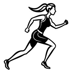 Female Athlete Running Silhouette  Clean Vector Art for Health Promotion, Gym Logo & Sports Product