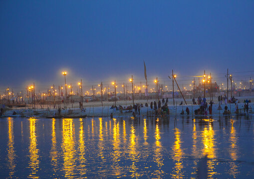 Pilgrims Bathing In Ganges, Maha Kumbh Mela, Allahabad, India