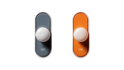 Modern on off toggle switches representing control, choice, and user interface options