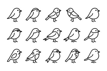 Charming Line Art Birds: A collection of whimsical birds in a simple line art style, perfect for adding a touch of playful charm to any project.
