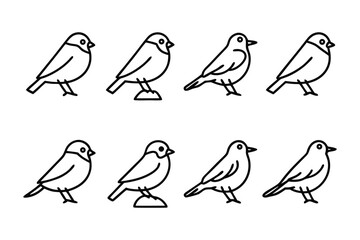 Feathered Friends Outline: A collection of simple, outlined illustrations of birds, perfect for various design applications, educational materials, or themed projects.