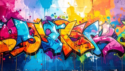 Naklejka premium Vibrant street art mural
