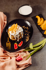 Pancakes with peaches