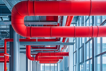red plastic pipes