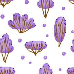 Jurassic bushes landscape hand drawn watercolor seamless background for baby nursery room
