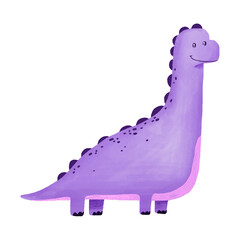 Purple dinosaur  hand drawn watercolor illustration on isolated background