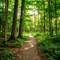 Obraz premium Sunlit Forest Path (1)