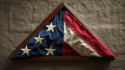 Honoring the Fallen: A Folded American Flag in a Triangular Case