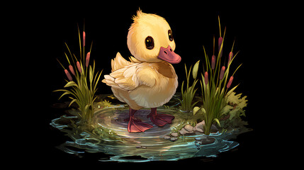 duck animation with isometric drawing style
