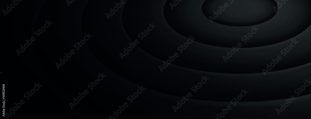 Poster a black background with a black, concentric circle pattern. the background is smooth and dark, creat