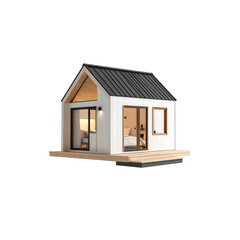 Charming minimalist tiny house model, architecture on transparent background