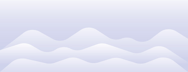 Minimalist background with soft blue tones. The background features smooth, wavy shapes, creating a serene blue landscape effect. Soft wave border background. Purple background vector.