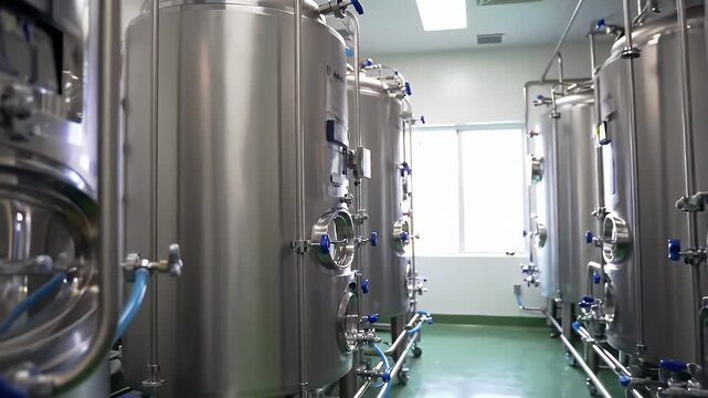 Recombinant Protein Purification Suite with Stainless Steel Tanks and Bright Clean Interior