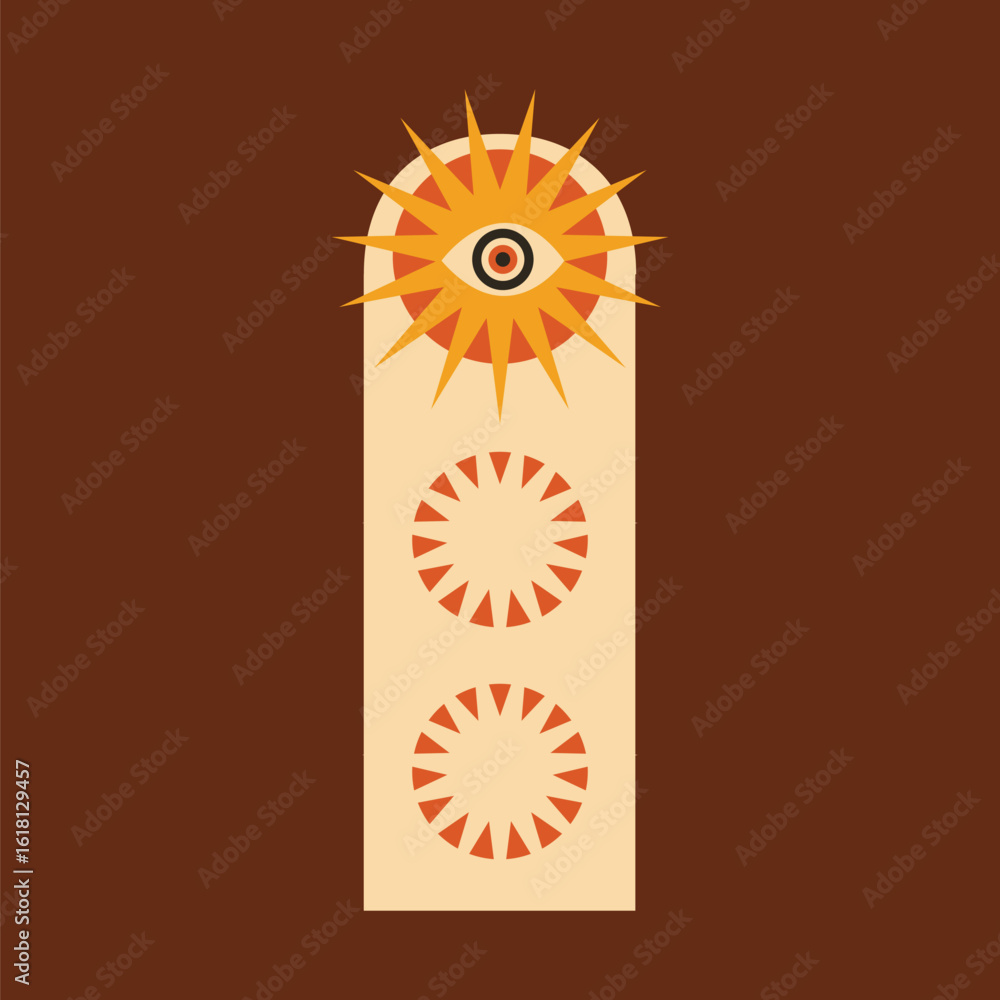 Poster retro psychedelic eye curve box design element vector