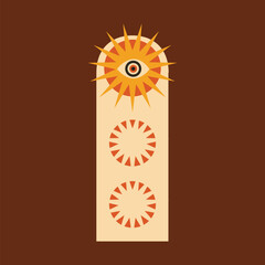 Retro psychedelic eye curve box design element vector