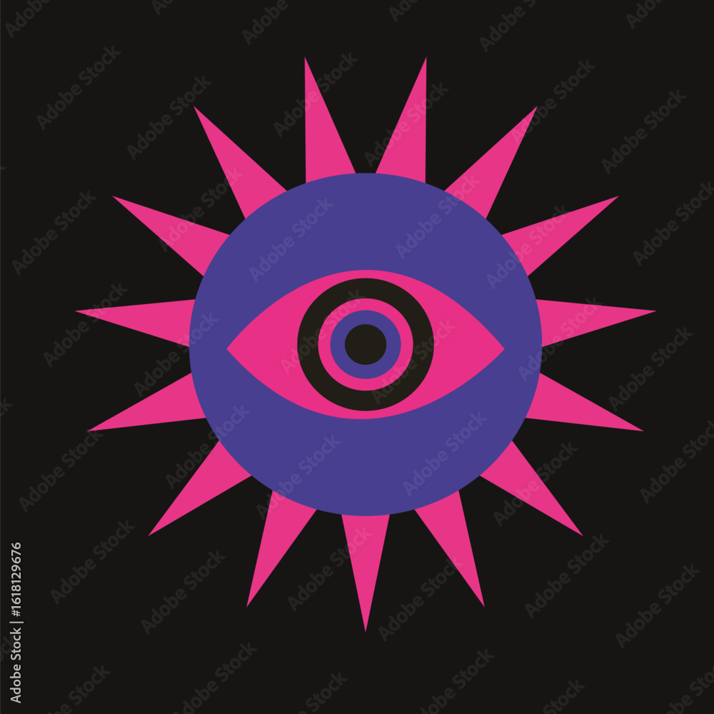 Poster retro abstract psychedelic eye design element vector
