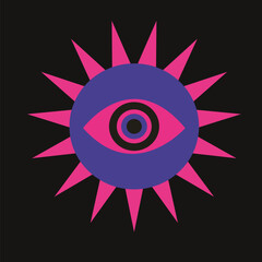 Retro abstract psychedelic eye design element vector