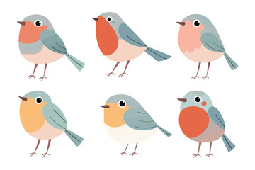 Colorful Bird Collection: A charming collection of delightful avian illustrations showcases the beauty of nature, capturing the essence of these cheerful creatures.