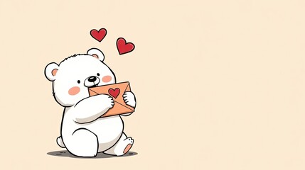 Cute Cartoon Bear with Love Letter - Ideal for greeting cards, children's books, social media, and gift designs.